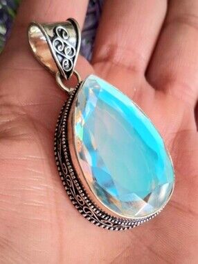 🩷 Large Vintage Rainbow Topaz Gemstone Pendant - Last One!!!